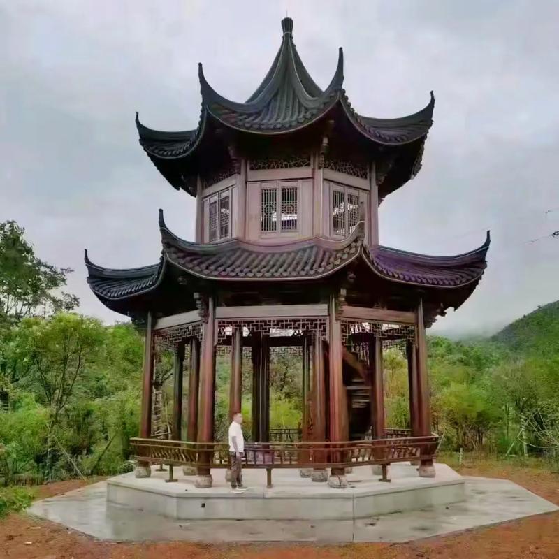 雙層古建涼亭 融合傳統(tǒng)工藝與現(xiàn)代園林景觀的精粹